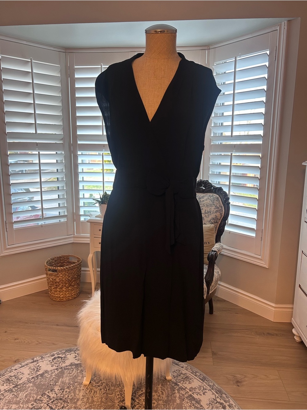 kate spade Black mini Wrap Dress with tie Waist